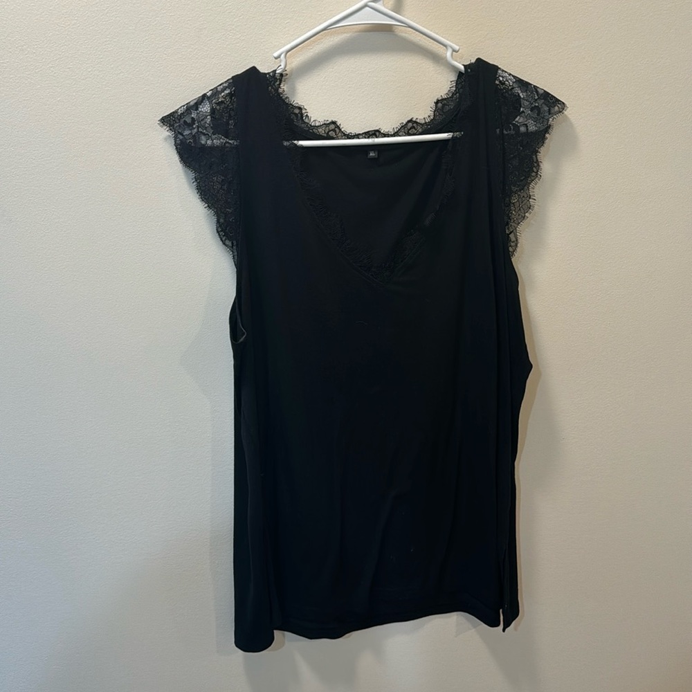 Lace shoulder top